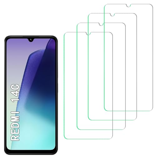 [4 Pack] Screen Protector Compatible with Xiaomi Redmi 14C,Scratch Resistant,Easy-Install,Bubble Free,Anti-Fingerprint,Tempered Glass Compatible with