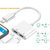 [Apple Mfi Certified] 2Pack Iphone Lightning To 2 Lightning Adapter, Dual Lightning Aux + Charger Adapter Dongle Cable Splitter Compatible For Iphone 12/11/Se/X/Xr/Xs/8/7/6 Support Call + Charging