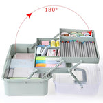 3-Layer Plastic Dividing Storage Craft Organizer With Adjustable Spacers And Portable Handled Multipurpose Home Utility Box For Medicine, Sewing And Art Supply