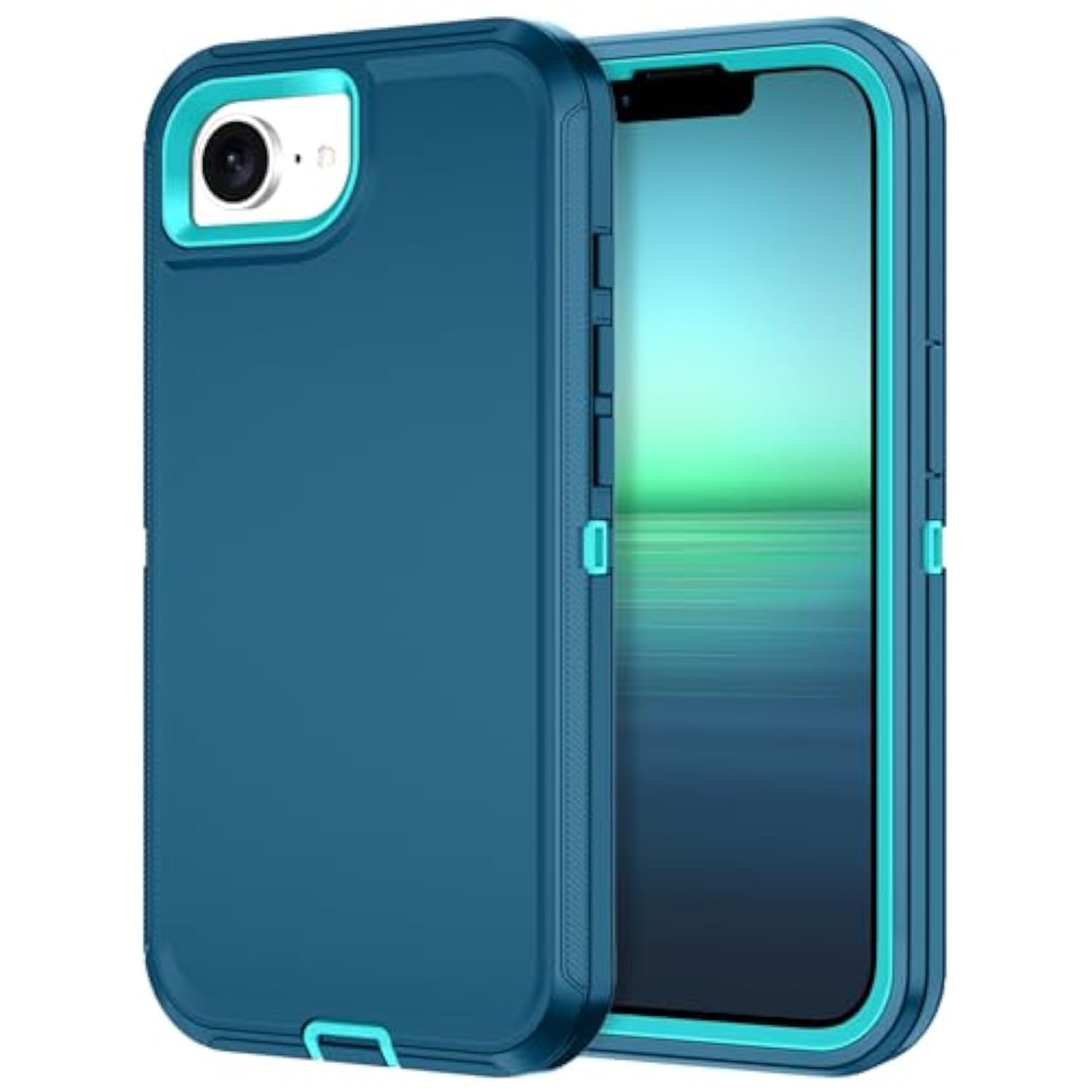 For Iphone 16E Case Shockproof Dust/Drop Proof 3-Layer Full Body Protection [Without Screen Protector] Rugged Heavy Duty Cover Case For Apple Iphone 16E 6.1" 2025,Turquoise