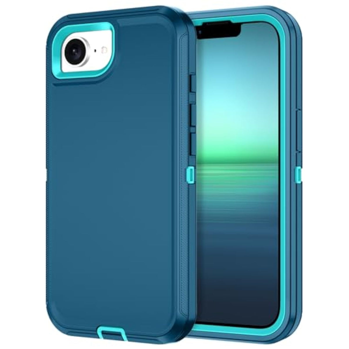 For Iphone 16E Case Shockproof Dust/Drop Proof 3-Layer Full Body Protection [Without Screen Protector] Rugged Heavy Duty Cover Case For Apple Iphone 16E 6.1" 2025,Turquoise