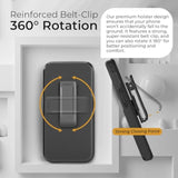 Iphone 16 Case With Belt Clip & Kickstand, Magsafe Compatible, Shockproof Shell Holster Combo, 6.1" | Black V2