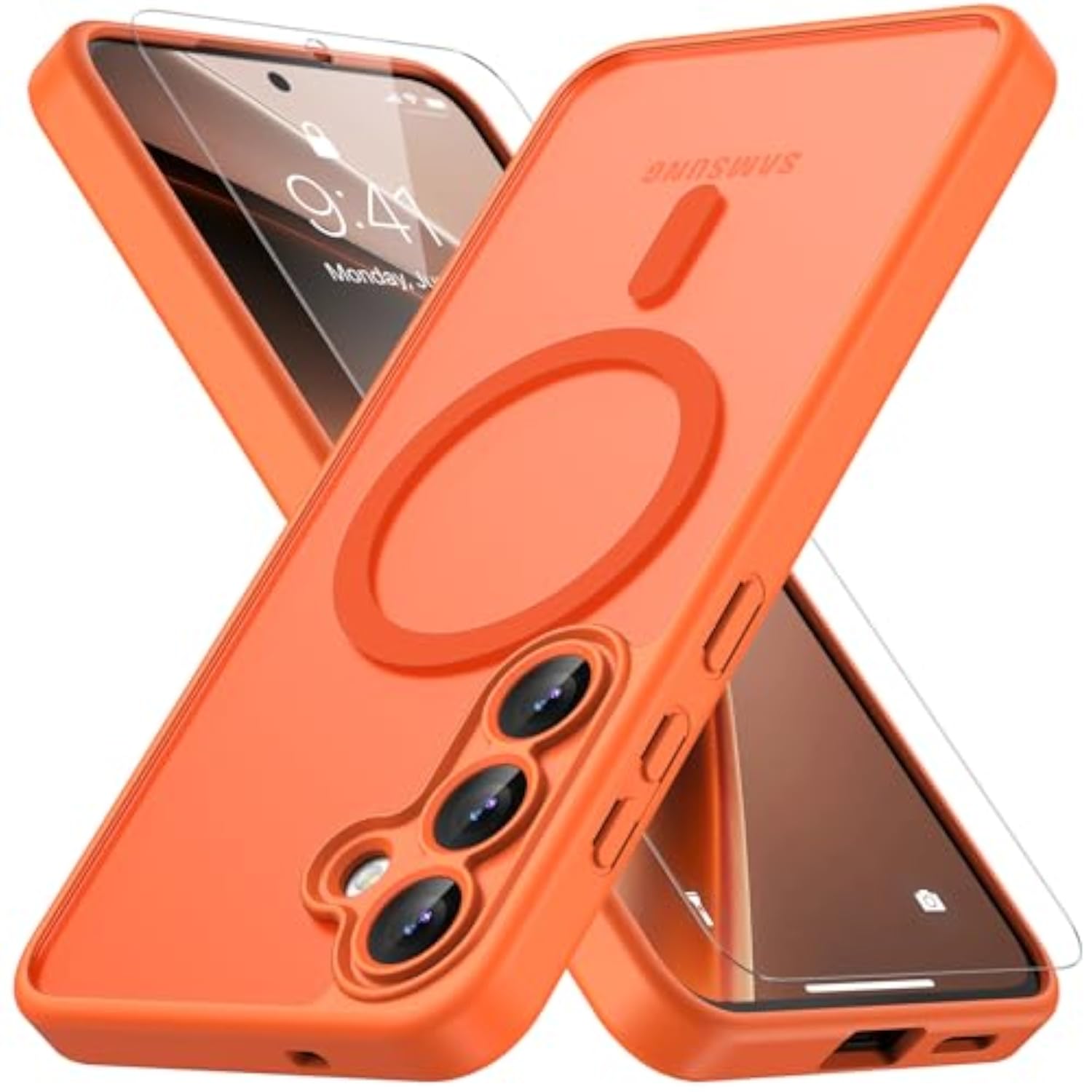 Samsung Galaxy S25 FE Orange Magnetic Case with Shockproof Protection