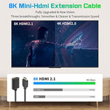 8K Mini Hdmi To Hdmi Cable 1Ft, Hdmi To Mini Hdmi Cable 48Gbps, Ultra-Thin Min