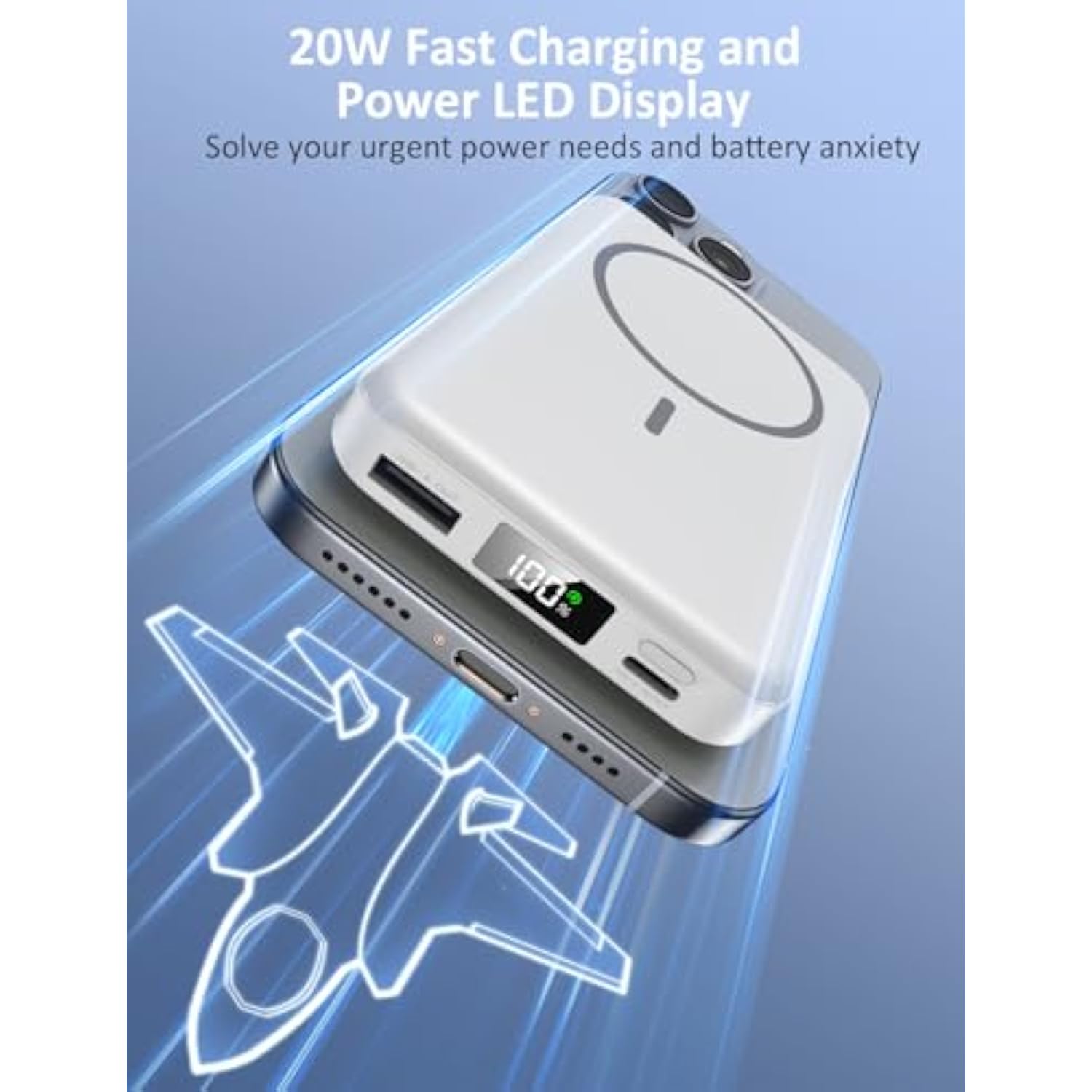 For Magsafe Battery Pack, 5 In 1 Portable Charger With Built In Cable, Magnetic 10000Mah Power Bank, Usb-C Fast Charging Battery Pack, Compatible With Iphone 16/15/14/13 Pro/Pro Max, Samsung Series