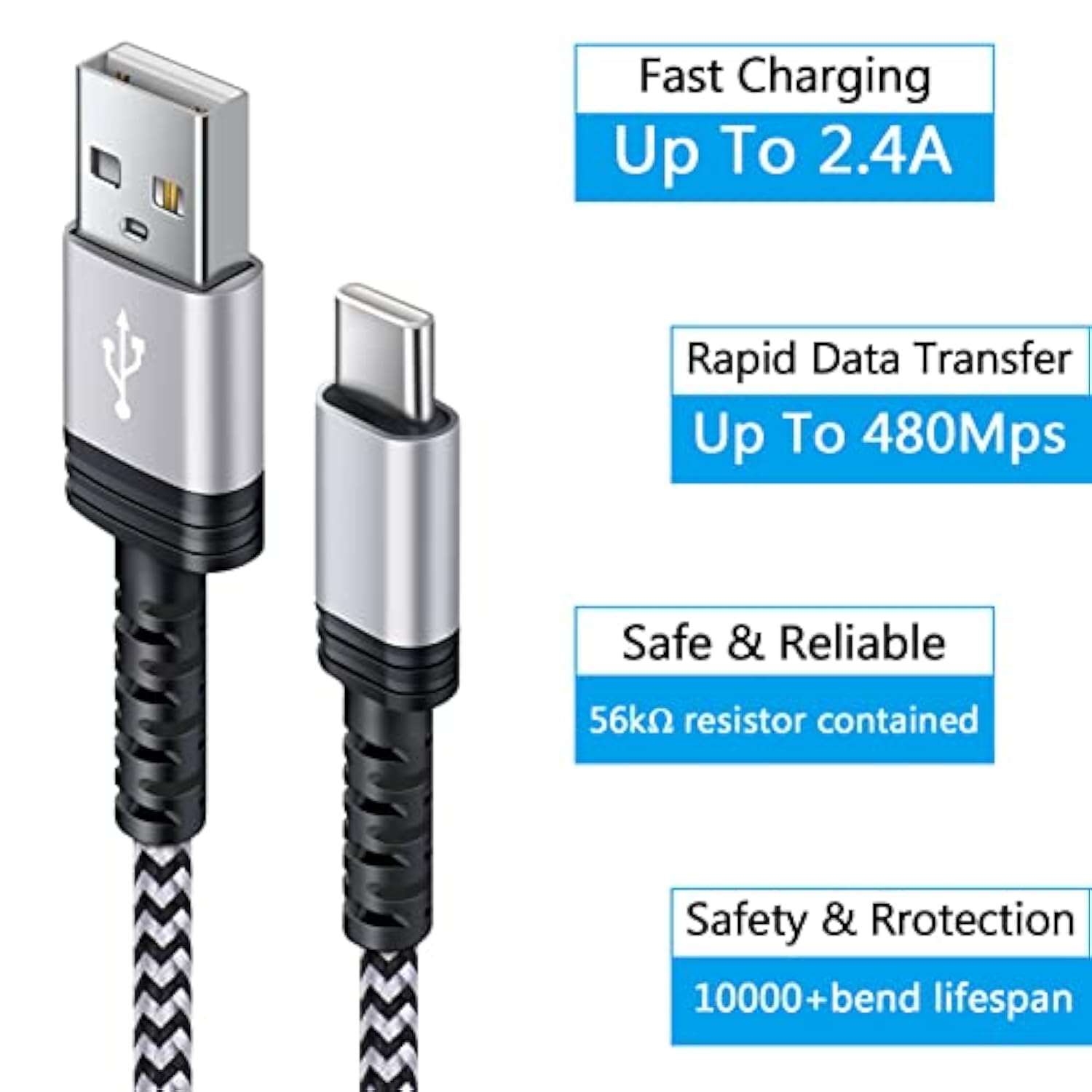 C Fast Charging Cable for Android Phones Compatible with Samsung and Google
