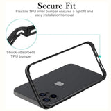 New Aluminum Frame Metal Bumper Frame Slim Hard Case Cover For Iphone13 Pro Max, Metal Frame Armor With Soft Inner Bumper, Raised Edge Protection (Black, For 6.7" Iphone 13 Pro Max)