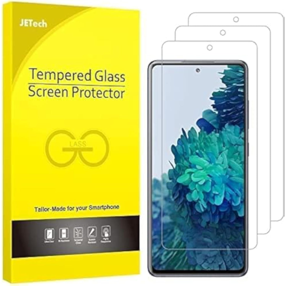 JETech Screen Protector Compatible with Samsung Galaxy S20 FE 6.5-Inch, Tempered Glass Film, 3-Pack