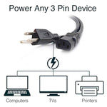 Universal Power Cord, Computer Extension Cord With 16 Awg Power Cord, 8 Foot Computer Power Cable, Black, 1 Count, Nema 5-15P To Iec C13, 29928 - Taa Compliant