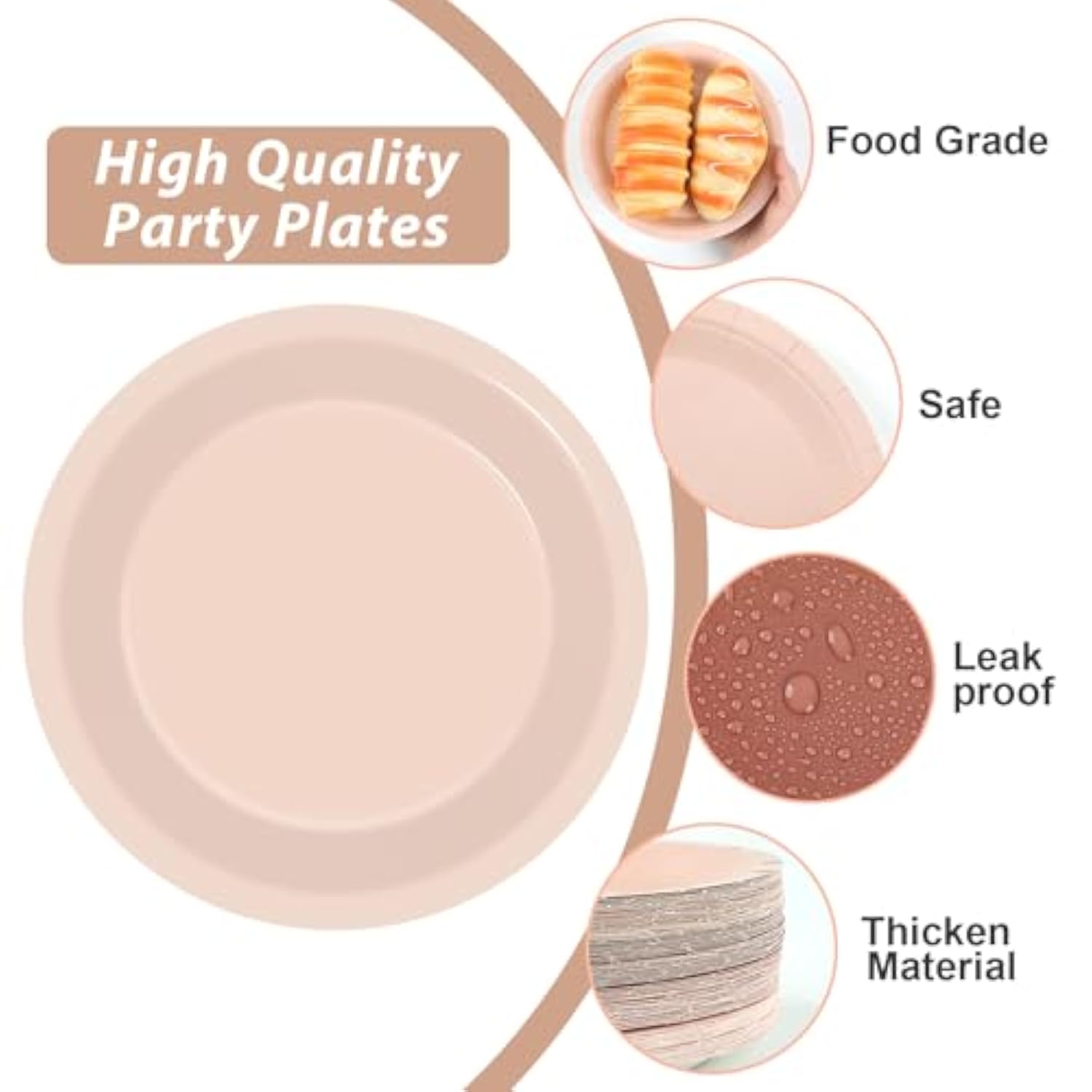 200PCS Boho Baby Shower Plates & Napkins Set for 25 Guests - Brown Gradient