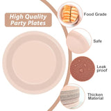 200PCS Boho Baby Shower Plates & Napkins Set for 25 Guests - Brown Gradient