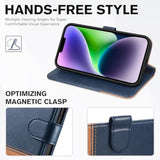 TUCCH Case Wallet for iPhone 14 6.1" RFID Blocking Folio Blue Brown
