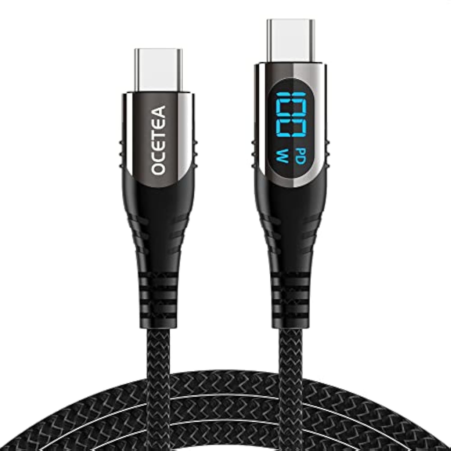 Usb C To Usb C Cable, 100W Usb C Charger Cable With Led Display, Type C Fast Charging Cable Compatible With Iphone 16/15 Pro Max, Macbook Pro, Ipad Pro, Galaxy S24 Ultra, Pixel, 3.3Ft