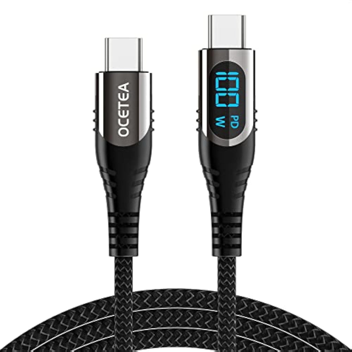 Usb C To Usb C Cable, 100W Usb C Charger Cable With Led Display, Type C Fast Charging Cable Compatible With Iphone 16/15 Pro Max, Macbook Pro, Ipad Pro, Galaxy S24 Ultra, Pixel, 3.3Ft