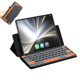 Foldable Keyboard With Backlit, Ultra Light Portable Wireless Keyboard With Adjustable Angle Stand & Leather Case,Compact Travel Bluetooth Keyboard For Ipad Mini,Iphone, Windows, Ios & Android