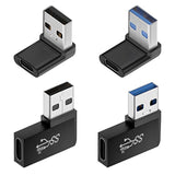 90 Degree Usb To Usb C Adapter (4 Pack), Vertical Up And Down Angle, Horizonta