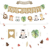 Pre-Strung 6Ft Burlap "Oh Baby" Banner Safari Jungle Theme for Baby Shower