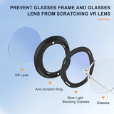 Lens Protector Cover Kit for Meta Quest 3, Blue Light Blocking Glasses with Glasses Spacer for Oculus Quest 3, Protector Anti-Scratch Ring
