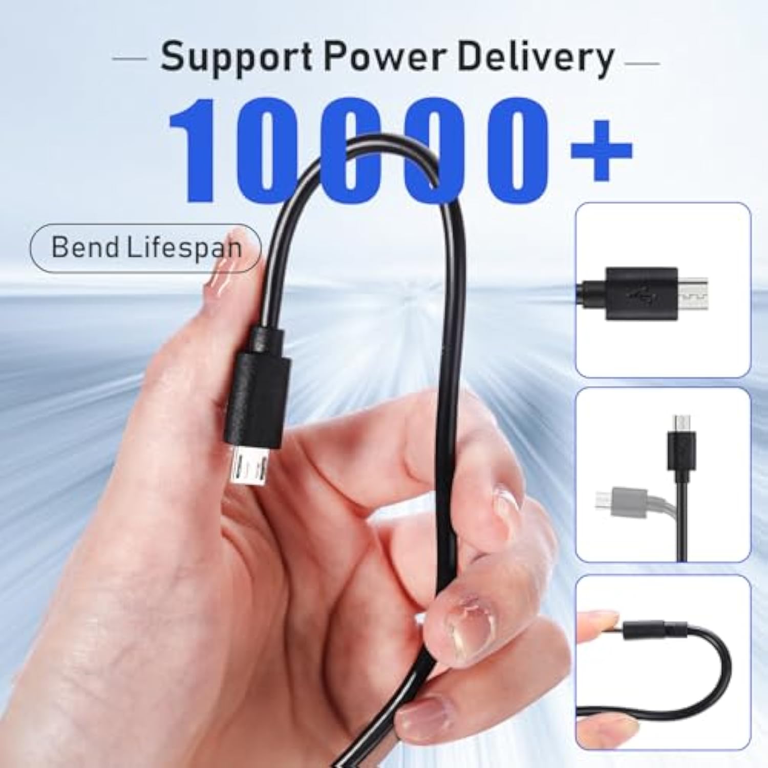 50 Pcs Micro Usb Cable Bulk, 3.3 Ft Fast Charging Cable 2A Cable Charge Cord Compatible With Samsung Galaxy S7 S6 Edge J7 S5, Note 5 4, K40 K20, Kindle, Ps4, Tablet(Black)