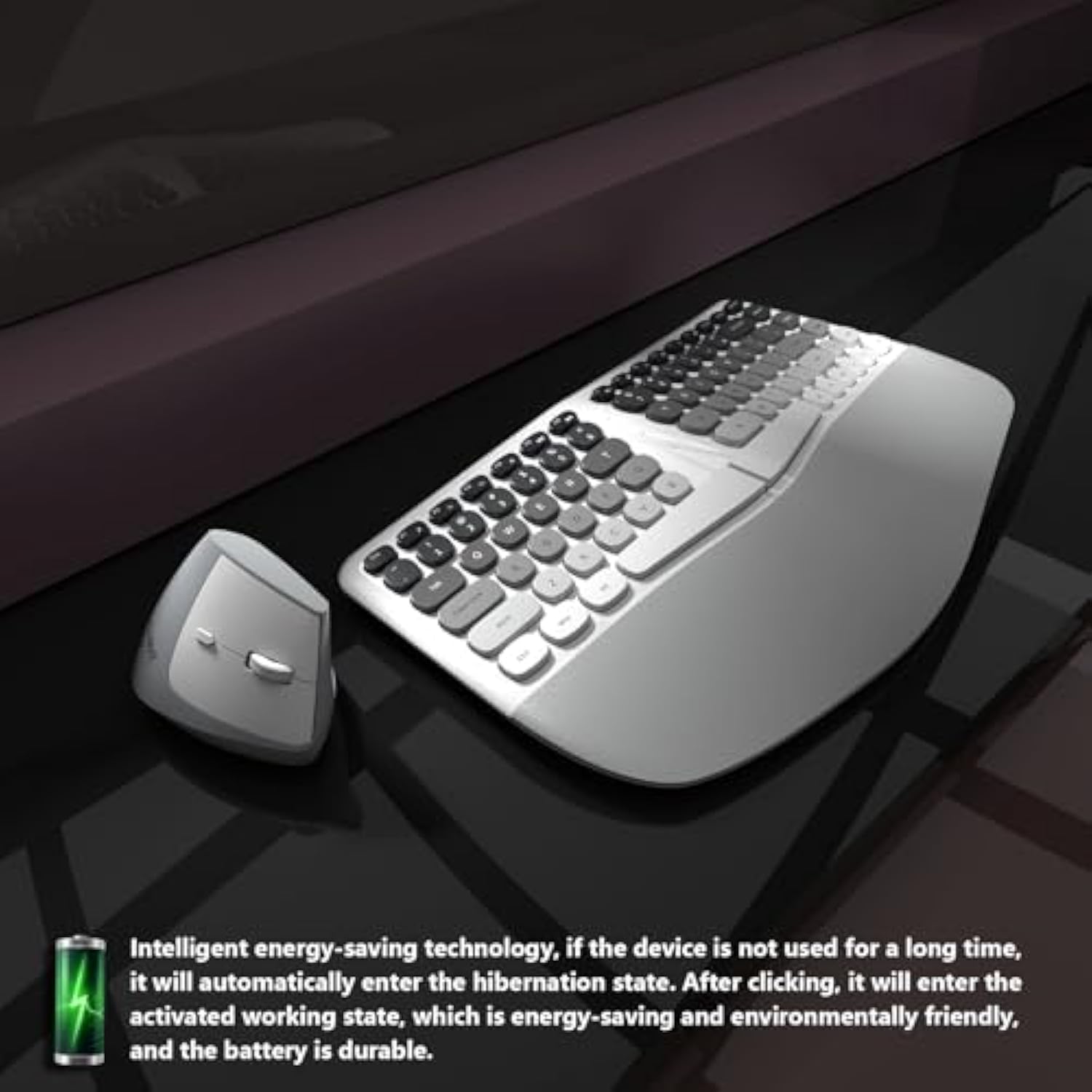 Ergonomic Wireless Keyboard And Mouse Set Creamy Wireless Keyboard Silent Mice Set With Wrist Rest For Computer, Laptop, Pc, Mac, Windows