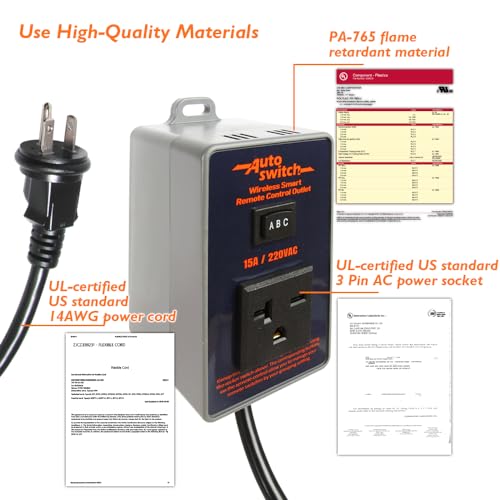 Remote Control Wireless Electrical Outlet Switch, 433M Transmitter 220V Plug (Battery Included), Pta022
