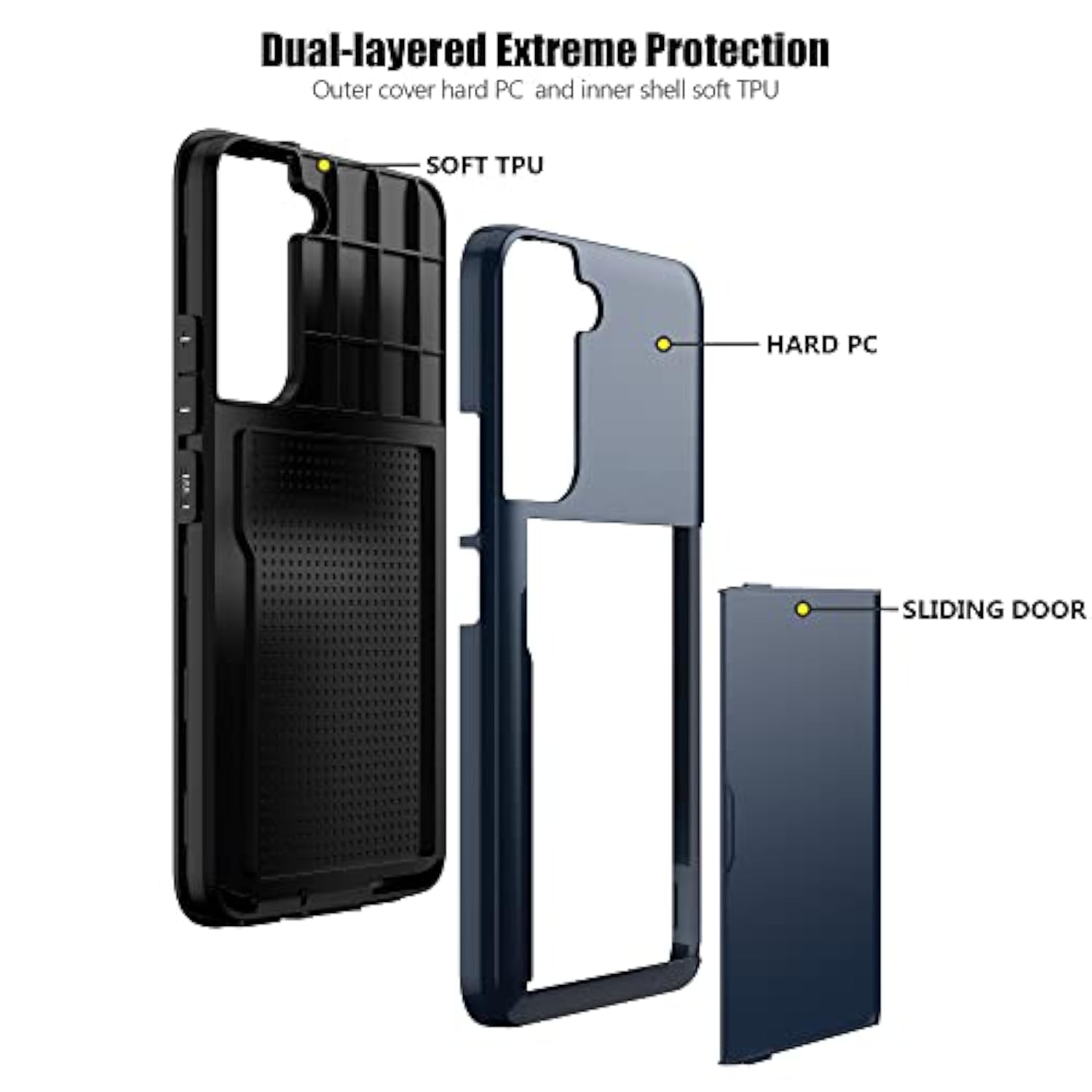 For Samsung S22 Plus Case With Card Holder 5G 6.6 Inch Slim Dual Layer Heavy Duty Protective Wallet Case For Galaxy S22 Plus (Blue)