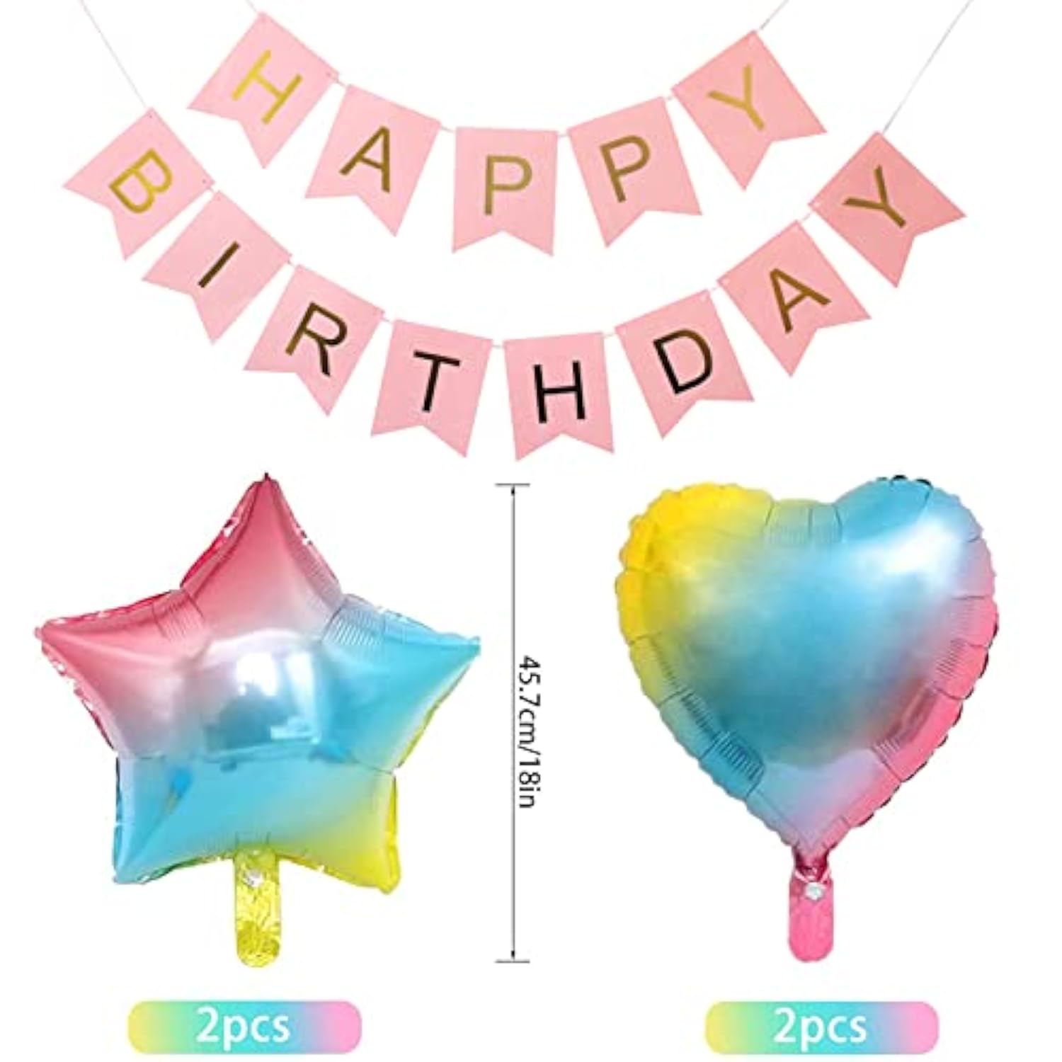32pcs 2nd Birthday Decorations, Gradient Balloons & Banner for Boys  Girls Party