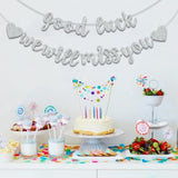 Sliver Good Luck We Will Miss You Banner,Pre-Strung Glitter Retirement Party Sign Garland,Going Away Farewell Party Decorations, Graduation Party Supplies (No Diy?