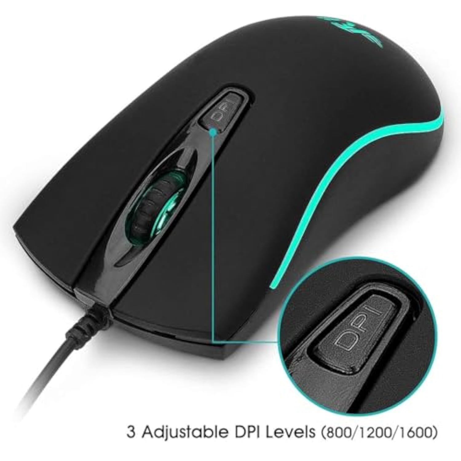Wired Mouse, Rm105 Usb Computer Mouse,Rgb Optical 1600 Dpi Office Mice For Pc,