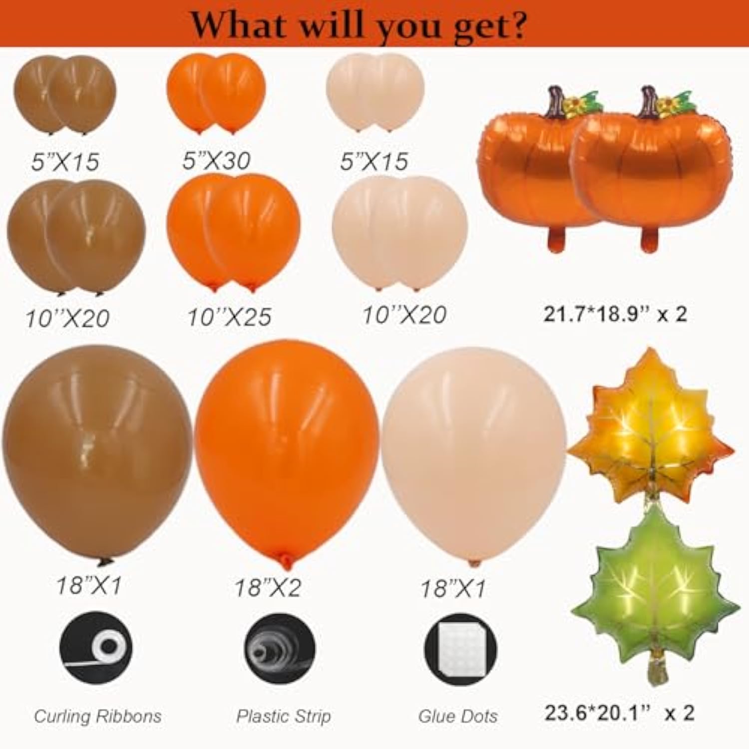 Fall Balloon Arch Kit 133PCS Orange Brown Nude Balloons with Pumpkin Foil for Baby Shower Party