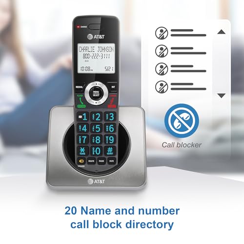 Gl2101-5 Dect 6.0 5-Handset Cordless Home Phone With Call Block, Caller Id, Full-Duplex Handset Speakerphone, 2" White Backlit Display, Lighted Keypad (Graphite & Black)