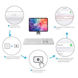 Bluetooth Keyboard Compatible With Mac, With Numeric Keypad, Rechargeable Wireless Keyboard Compatible With Macbook Pro/Air, Imac, Mac Mini/Pro Laptop And Pc (Silver)