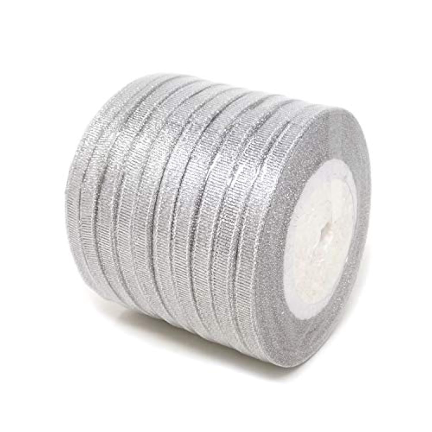 10Rolls 250Yards/228Meters 1/4 Inch Wide Sparkle Silver Organza Ribbon