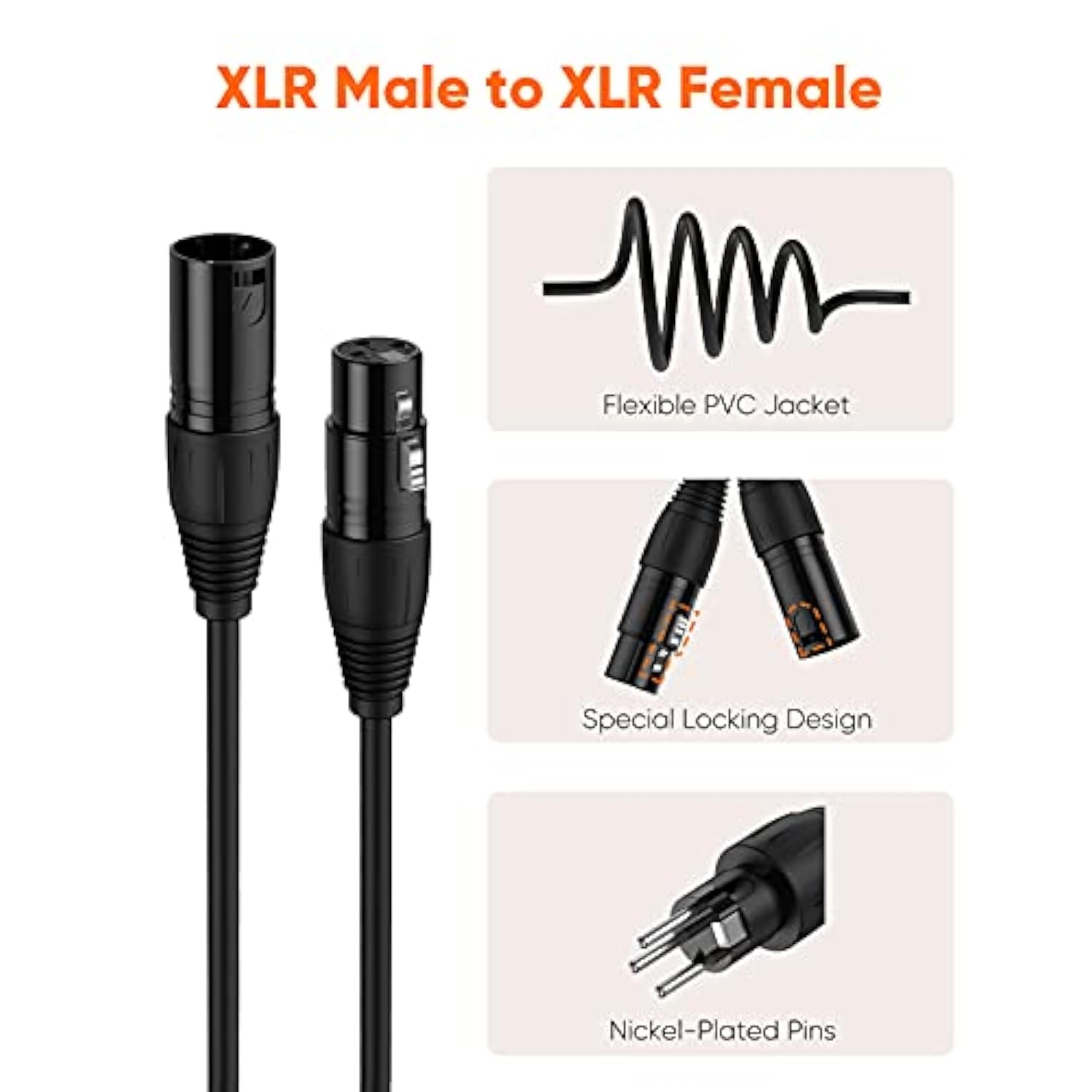 CableCreation XLR to XLR Cable 6FT, X LR Male to X LR Female Microphone Cable, Balanced 3 PIN Compatible with Shure SM Microphone, Behringer, Speaker Systems, Radio Station and More, Black