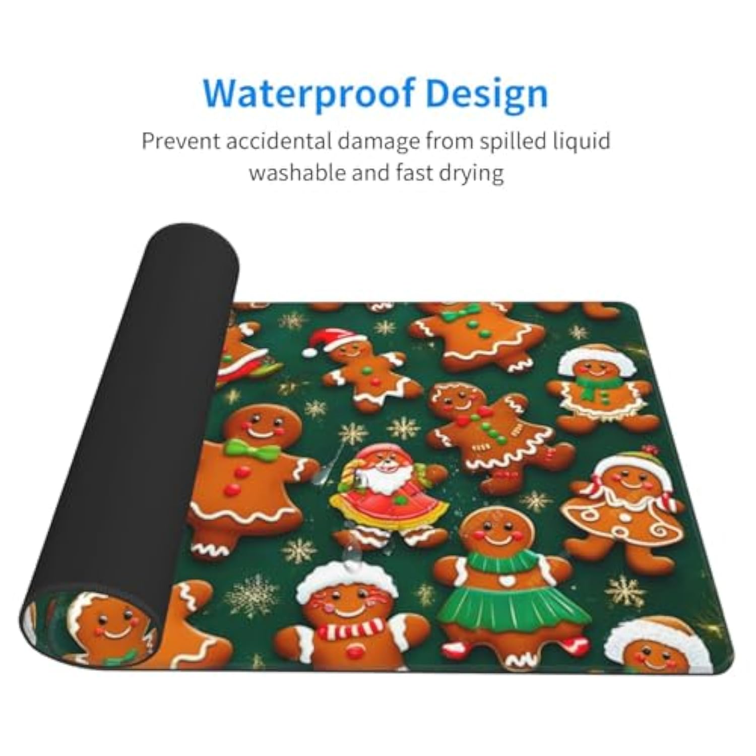 Non-Slip Waterproof Rubber Large Mouse Pad Overlock,Perfect For Home, Office, Or Gaming Setups? 29.5 X 15.8 Inches (Ginger Bread Man)