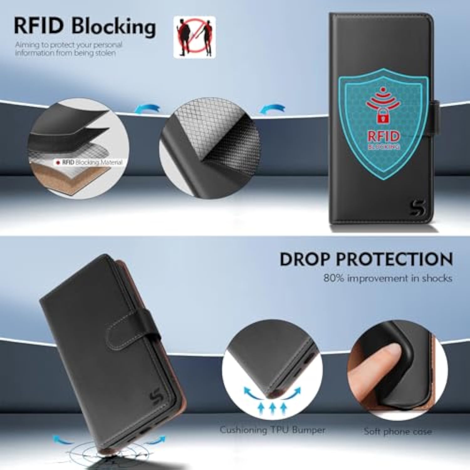 Compatible With Iphone 17 Pro Max Wallet Case With Card Holder,Women Men Rfid Blocking Pu Leather Folio Flip Tpu Protective Cover Credit Card Slots,Phone Case For Apple 17 Pro Max,Black