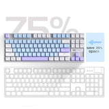 75% Mechanical Gaming Keyboard, Blue Switch, Led Blue Backlit, 87 Keys Compact Tkl Wired Keyboards For Windows Laptop Pc Gamer - Blue/White