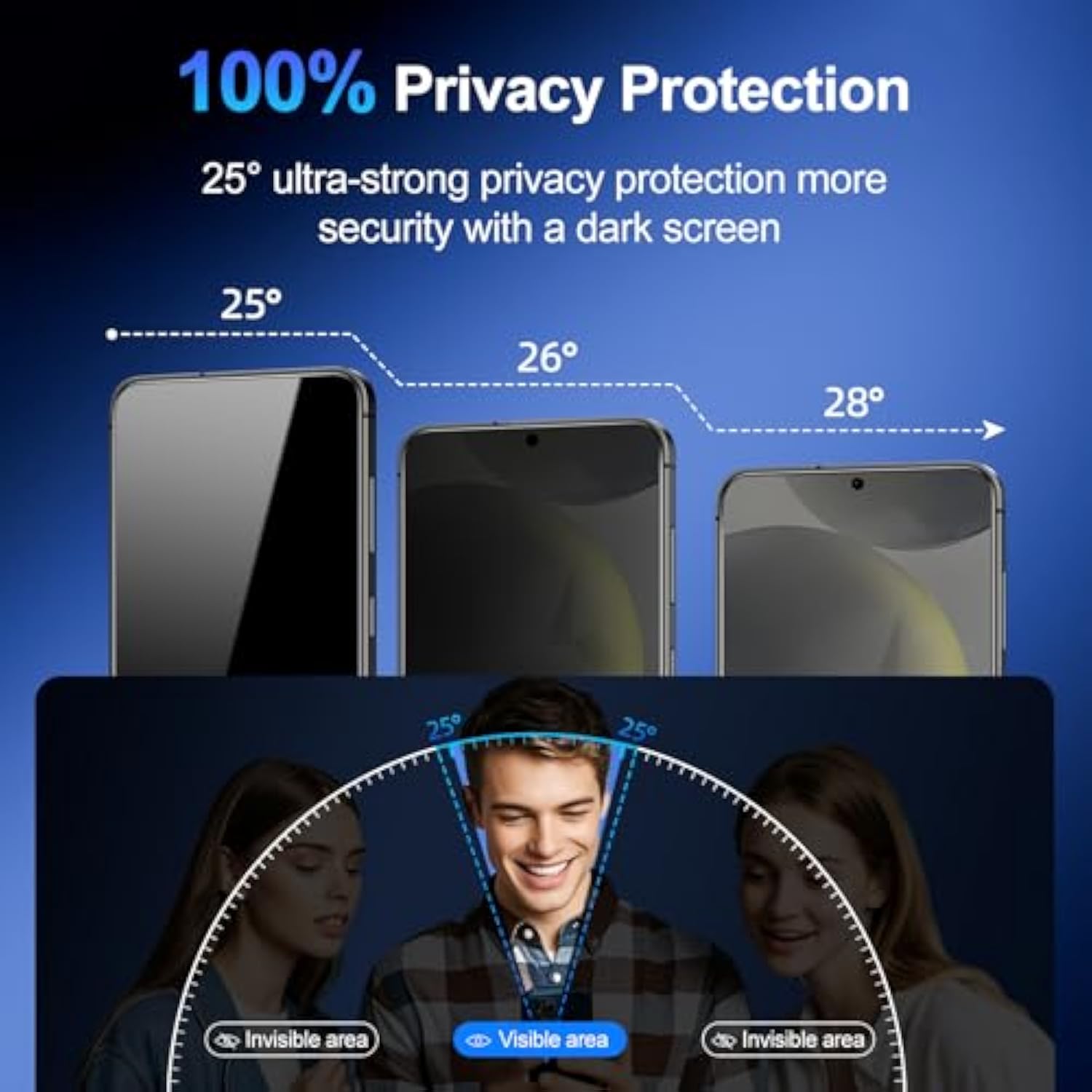 2 Pack For Galaxy S24 Plus Privacy Screen Protector,100% Fingerprint Unlock,Anti Spy Hd Tempered Glass,9H+ Military Shatterproof Screen Protector,Easy Installation,Case Friendly