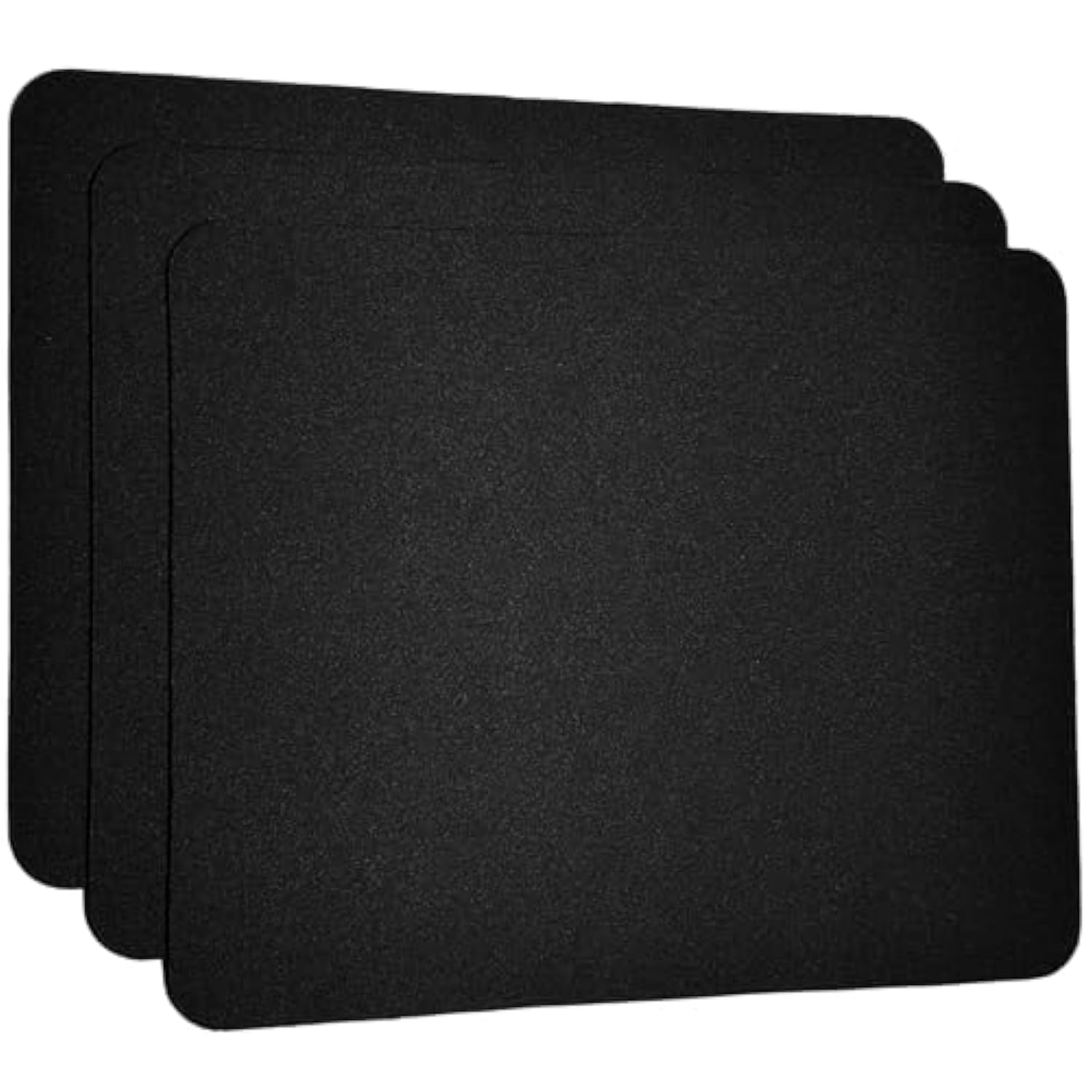 3-Pack Mouse Pads, Non-Slip Rubber Base, Waterproof Smooth Surface For Office, Home & Gaming, 10.3 X 8.4 Inches, Black