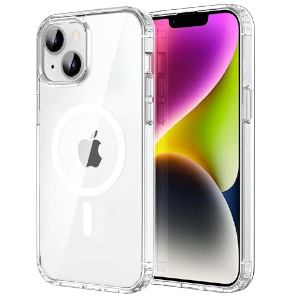 Magnetic Case For Iphone 13 & Iphone 14 6.1 Inch-Compatible With Magsafe & Magnetic Car Phone Mount,Not Yellowing Anti-Scratch (Clear)