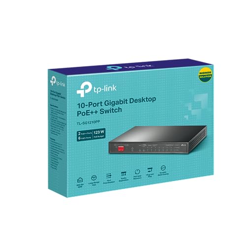 Tl-Sg1210Pp | 8 Port Poe Switch | 6 Poe+ And 2 Poe++ Ports @123W, W/ 2 Uplink Gigabit Ports + 1 Combo Sfp Slot | Plug & Play | Priority, Extend & Isolation Mode | Qos, Igmp, Poe Auto Recovery