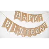 Pre-Strung Burlap Happy Birthday Banner for Rustic Birthday Party Decorations