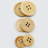 100Pcs Mixed Wooden Buttons Natural Color Round 4-Holes Sewing Scrapbo