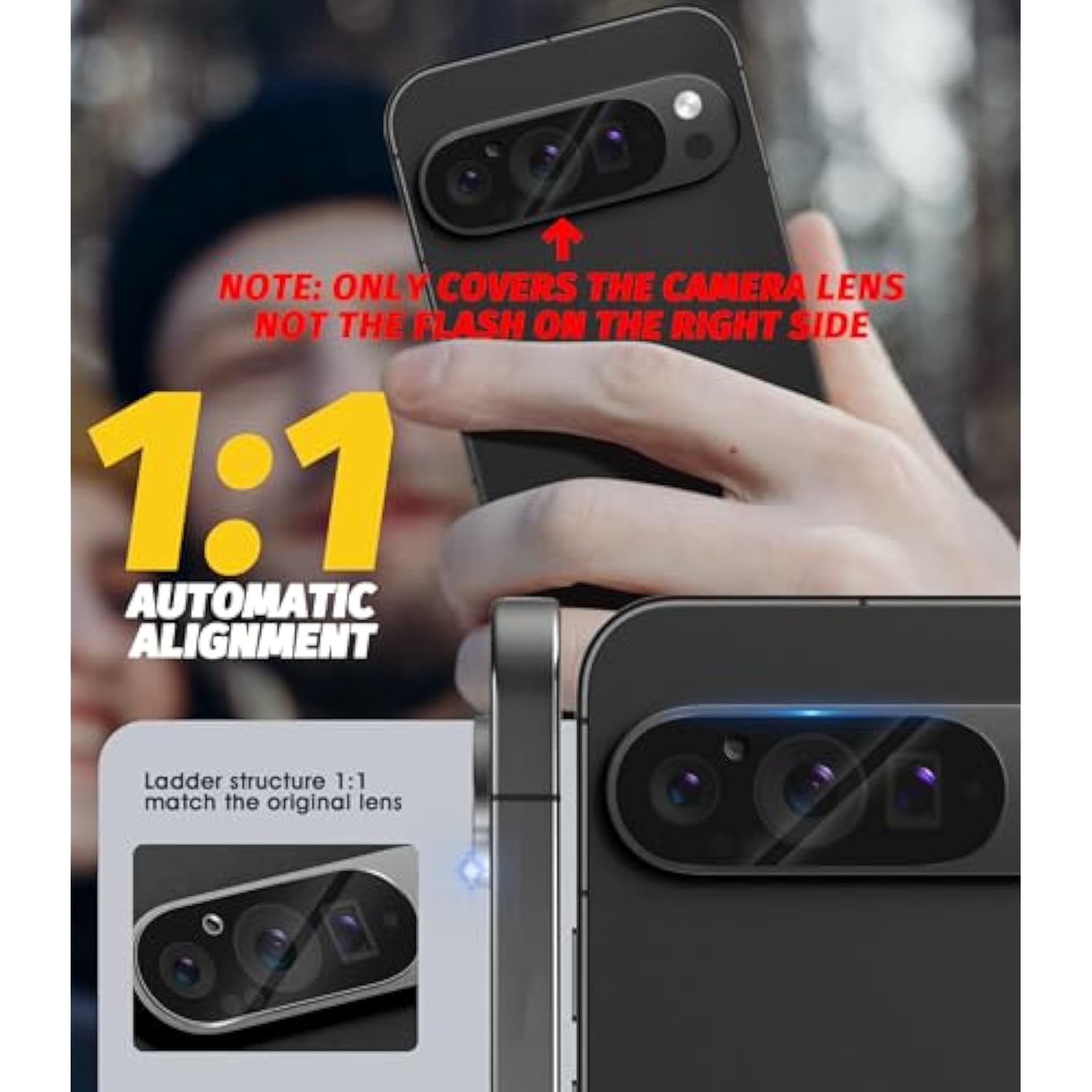 (3 Pack) Camera Lens Protector Compatible For Google Pixel 9 Pro 6.3 Inch (Not For Xl Model) Protector De Cámera Case Friendly Tempered Glass 9H High Definition Microphone Cutout Anti-Scratch