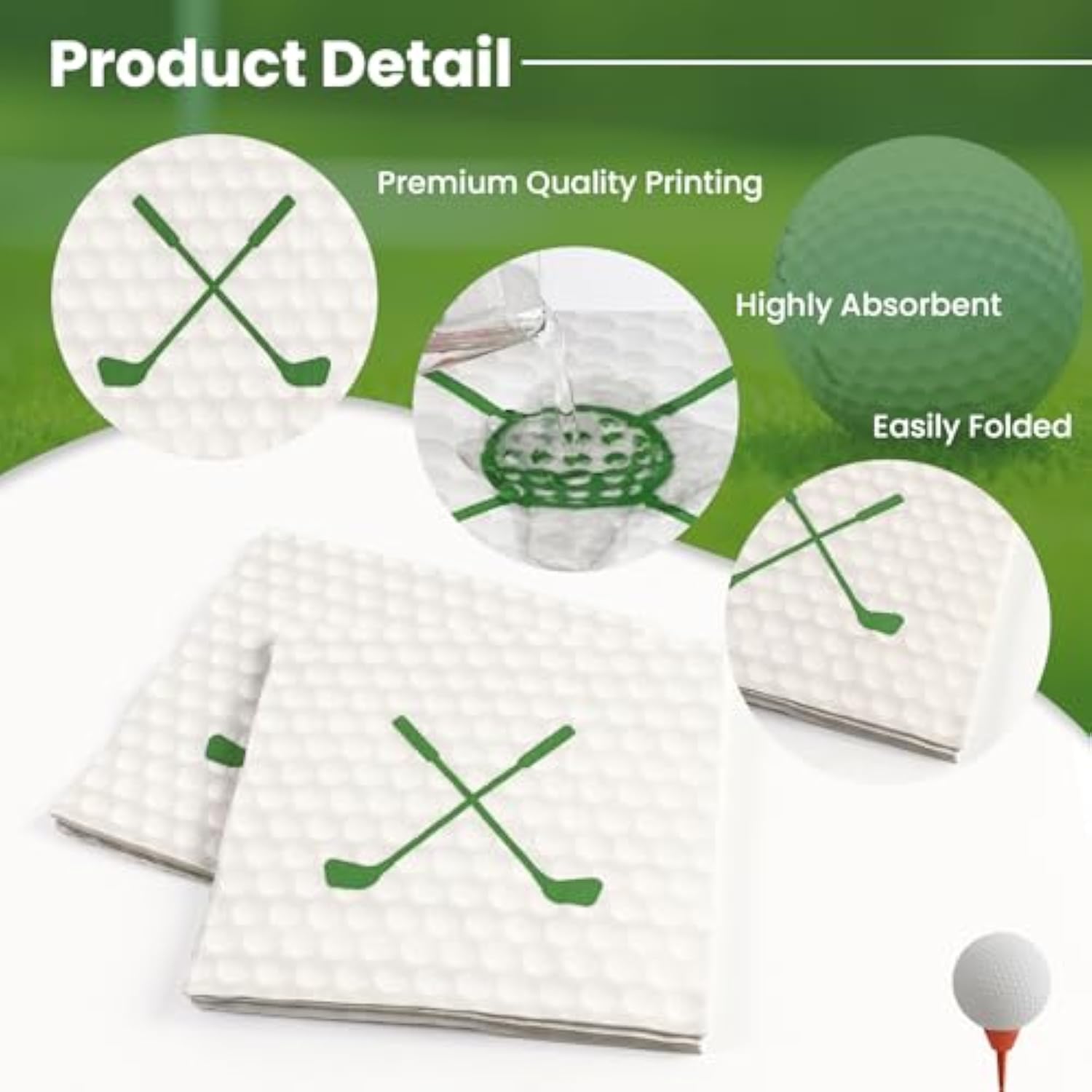 50 Pieces Golf Paper Napkins 13 X 13 Inches Luncheon Napkins Cocktail Napkins Disposable Sports Theme Decorations For Kids Baby Shower,Birthday Party,Golf Theme Party Supplies