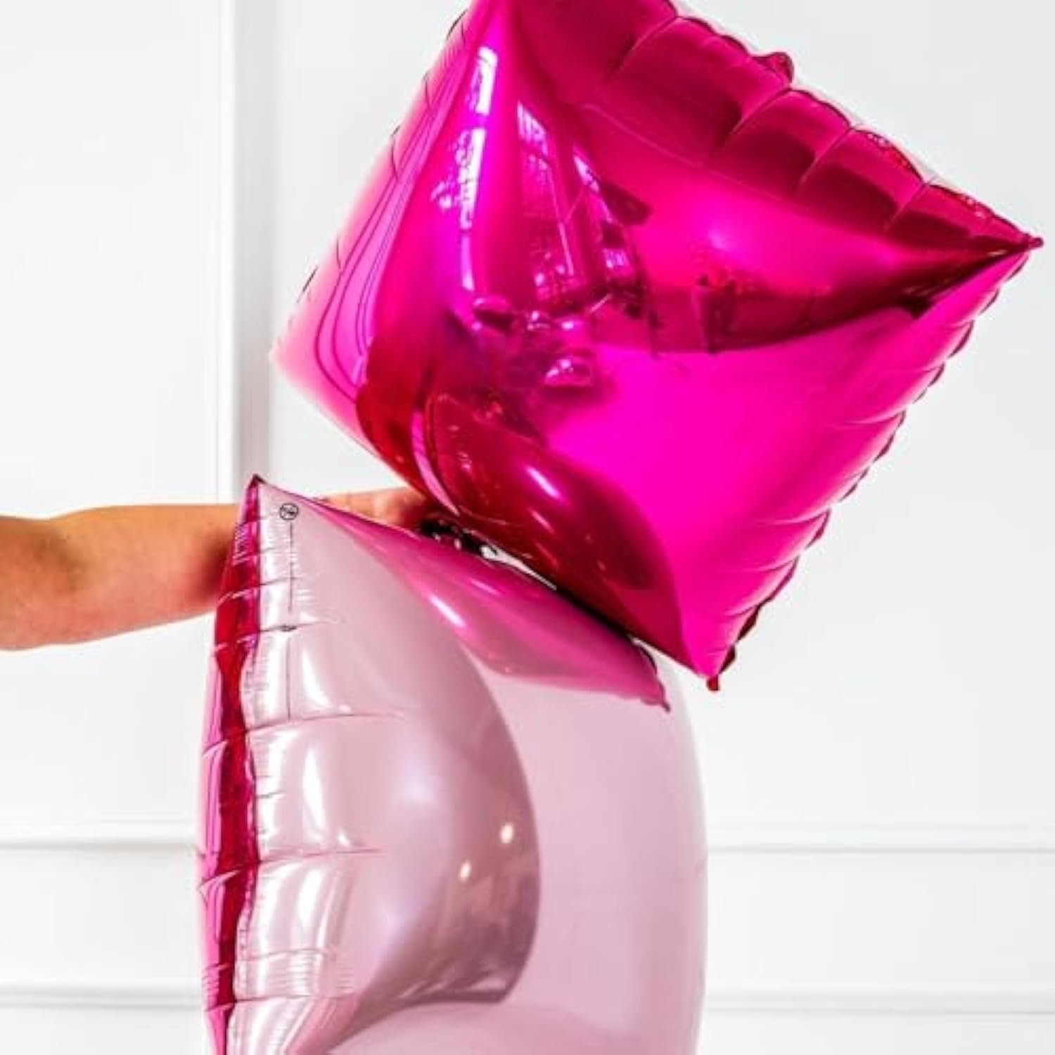 Hot Pink And Rose Double Sided Square Foil Balloons Wall,19 Inches Pink Metallic Foil Balloons Tunnel Arch Kit For Girls Bachelorette,Wedding,Anniversary,Birthday Party Background Decoration