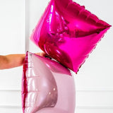 Hot Pink And Rose Double Sided Square Foil Balloons Wall,19 Inches Pink Metallic Foil Balloons Tunnel Arch Kit For Girls Bachelorette,Wedding,Anniversary,Birthday Party Background Decoration