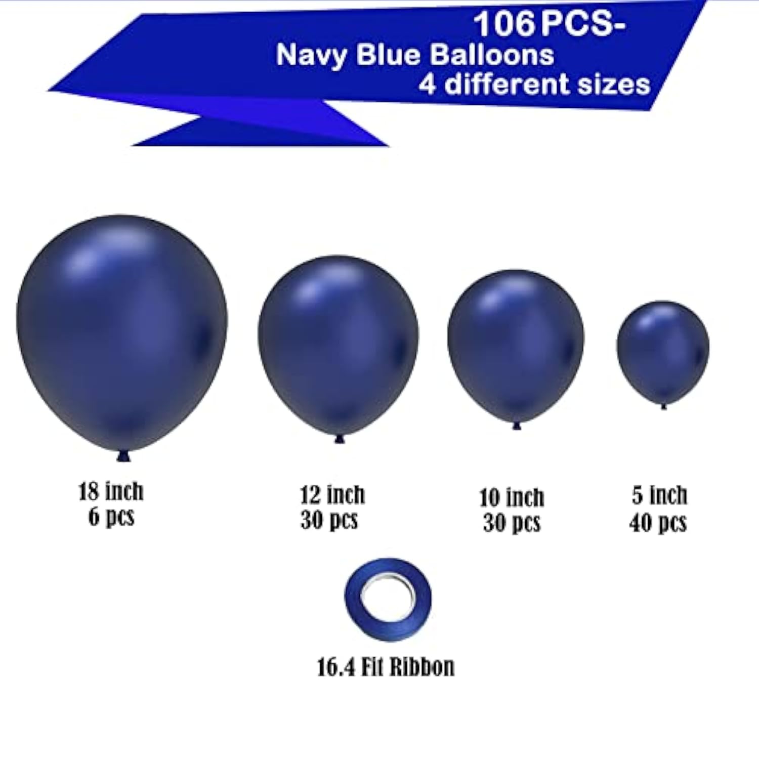 Navy Blue Balloons,106 Pcs Dark Blue Balloons Different Sizes For Wedding Graduation Birthday Party Backdrop Decorations