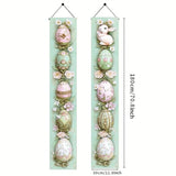 Welcome Easter Egg Porch Sign Banner 2Pcs Happy Easter Door Banner Decoration Bunny Easter Front Door Welcome Sign Hanging Banner For Spring Easter Party Supplies 78X12 Inch