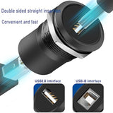 2Pcs Usb B To A Panel Mount Connector, Usb 2.0 Female Data Connector Solderles